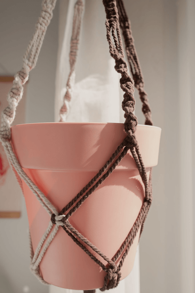 Plant Hugger 🤎 Suspension en macramé beige & marron